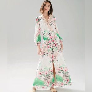 WHBM Drama Sleeve Floral Maxi Dress NWOT